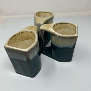 Rodolfo Padilla Green Drip Glazed 3 Piece Coffee Mug Set
